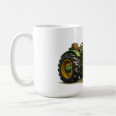 Niedlicher Bauernjunge mit vintage-grünem Traktor Kaffeetasse (Links)