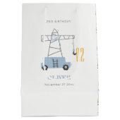 Niedlicher Baukranich Kinder jeden Geburtstag Mittlere Geschenktüte (Rückseite)