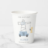 Niedlicher Baukranich Kinder jeden Geburtstag Pappbecher (Rückseite)