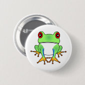 Niedlicher Baum-Frosch-Cartoon-Knopf Button (Vorne & Hinten)