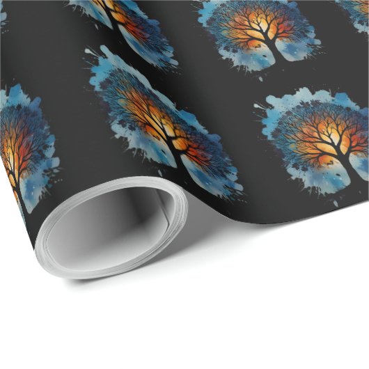 Niedlicher Baum Wasserfarbe Geschenkpapier (Rolleneckpunkt)