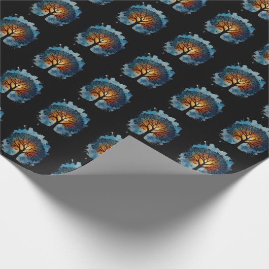 Niedlicher Baum Wasserfarbe Geschenkpapier (Ecke)