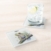 Niedlicher Baumfrosch, kundenspezifisch Glasuntersetzer (Schrägansicht)