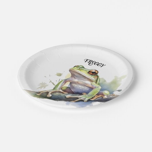 Niedlicher Baumfrosch, kundenspezifisch Pappteller (Schrägansicht)