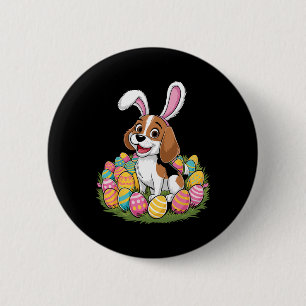 Niedlicher Beagle Bunny Oars Ostereier Happy Easte Button