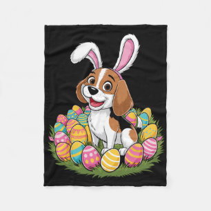 Niedlicher Beagle Bunny Oars Ostereier Happy Easte Fleecedecke