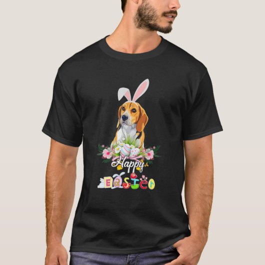 Niedlicher Beagle Dog Osterfest Bunny Costume Happ T-Shirt (Vorderseite)