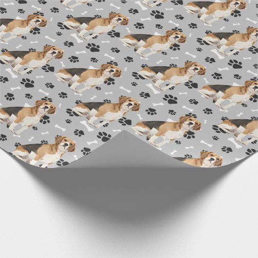 Niedlicher Beagle Dog Paw Prints Jeden Anlaß Geschenkpapier (Ecke)