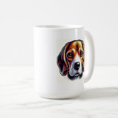 Niedlicher Beagle Dog Portrait mit kräftigen Farbe Kaffeetasse (VorderseiteRechts)