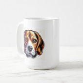 Niedlicher Beagle Dog Portrait mit kräftigen Farbe Kaffeetasse (Vorderseite Links)