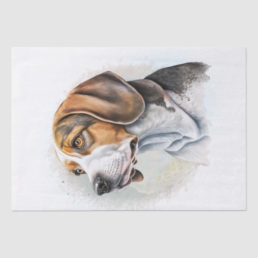 Niedlicher Beagle Dog Wasserfarbe Seidenpapier (Vorderseite)