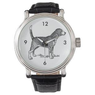 Niedlicher Beagle Eleganter Hund Zeichnend Armbanduhr