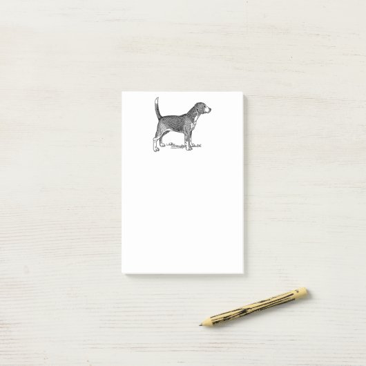 Niedlicher Beagle Eleganter Hund Zeichnend Post-it Klebezettel (Auf Schreibtisch)