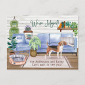 Niedlicher Beagle Gemütlich Neue Zuhause-Bewegung Ankündigungspostkarte (Vorderseite)