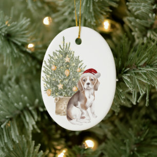 Niedlicher Beagle Holiday Watercolor Haustier Weih Keramik Ornament