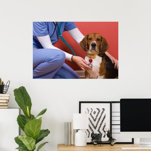 Niedlicher Beagle Hund Erlangung einer tierärztlic Poster (Heimbüro)