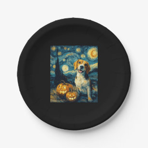 Niedlicher Beagle Hund Halloween Kürbislaterne Pum Pappteller