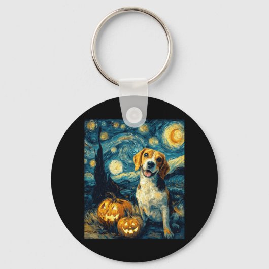 Niedlicher Beagle Hund Halloween Kürbislaterne Pum Schlüsselanhänger (Vorderseite)