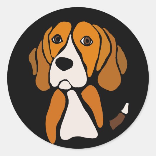 Niedlicher Beagle Hund Hund Abstrakt Art Runder Aufkleber (Vorderseite)