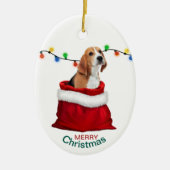 Niedlicher Beagle Hund in der Geschenktasche Weihn Keramik Ornament (Vorne)