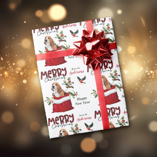 Niedlicher Beagle Hund in der Weihnachtsgeschenkta Geschenkpapier