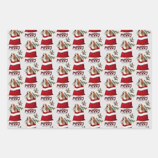 Niedlicher Beagle Hund in der Weihnachtsgeschenkta Geschenkpapier Set (Vorderseite 2)
