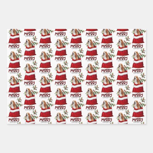 Niedlicher Beagle Hund in der Weihnachtsgeschenkta Geschenkpapier Set (Vorderseite)
