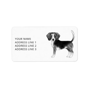 Niedlicher Beagle Hund in Schwarz-Weiß-Text und be Adressaufkleber