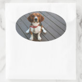 Niedlicher Beagle Hund je Ovaler Aufkleber (Tasche)