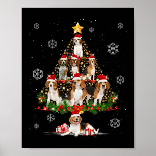 Niedlicher Beagle Hund liebt Weihnachtsbäume Weihn Poster