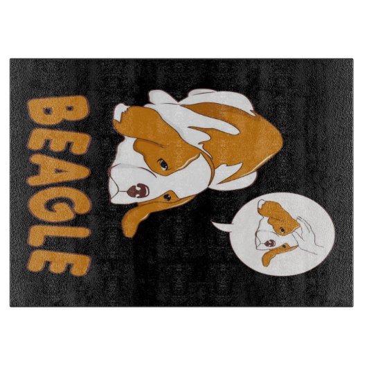 Niedlicher Beagle-Hund lügt Schneidebrett (Vorderseite)