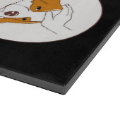 Niedlicher Beagle-Hund lügt Schneidebrett (Ecke)