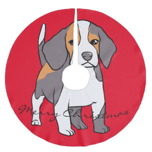 Niedlicher Beagle Hund Rasse Thunder_Cove  Polyester Weihnachtsbaumdecke