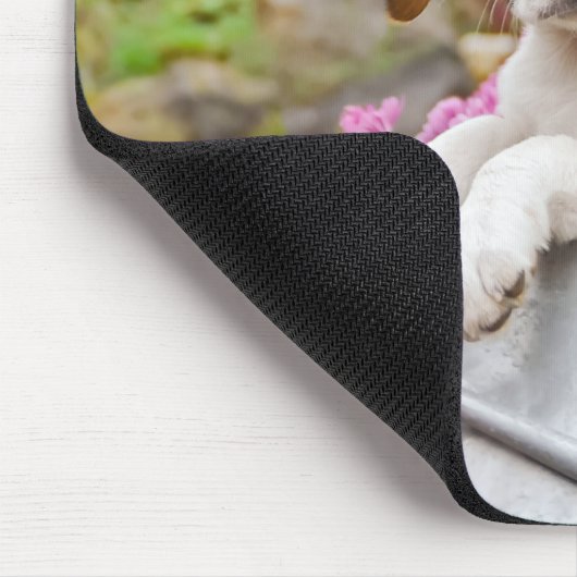 Niedlicher Beagle Hund Welpe in einer Milchkühne - Mousepad (Ecke)