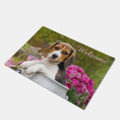 Niedlicher Beagle Hund Welpe in Milch Churn - Will Fußmatte (Schrägansicht)