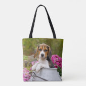 Niedlicher Beagle Hund Welpe in Milk Churn Foto Sh Tasche (Rückseite)