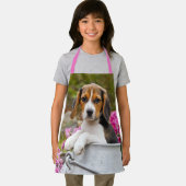 Niedlicher Beagle Hund Welpe in Milk Churn mit Blu Schürze (Insitu)