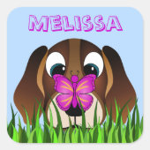 Niedlicher Beagle Hunde Butterfly Square Sticker (Vorderseite)