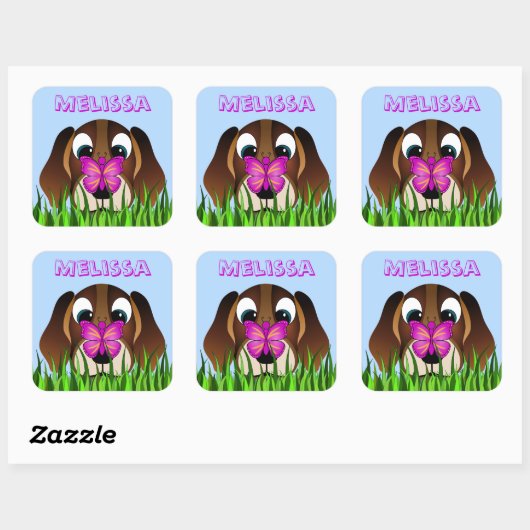 Niedlicher Beagle Hunde Butterfly Square Sticker (Blatt)