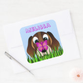Niedlicher Beagle Hunde Butterfly Square Sticker (Umschlag)