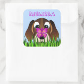 Niedlicher Beagle Hunde Butterfly Square Sticker (Tasche)
