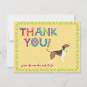 Niedlicher Beagle Hunde farbenfrohe Blumenbriefe Dankeskarte (Vorderseite)