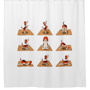 Niedlicher Beagle Hunde Yoga Asana Posen Duschvorhang