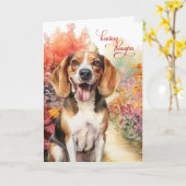 Niedlicher Beagle Hundegarten Weg gut Karte (Gelbe Blume)