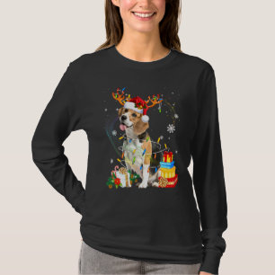 Niedlicher Beagle Hundelampen Weihnachtsmannmütze T-Shirt
