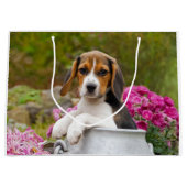 Niedlicher Beagle-Hundewelpe in einer Milchkanne - Große Geschenktüte (Vorderseite)