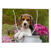 Niedlicher Beagle-Hundewelpe in einer Milchkanne - Große Geschenktüte (Rückseite)
