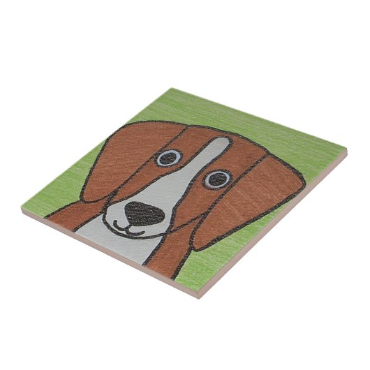 Niedlicher Beagle Keramik Tile Fliese (Seite)