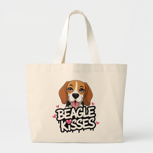 Niedlicher Beagle Kisses Dog Lover Cartoon Beagle Jumbo Stoffbeutel (Vorne)
