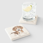 Niedlicher Beagle Mama Hund Lover Welpe Vater Cart Steinuntersetzer (Seitenansicht)